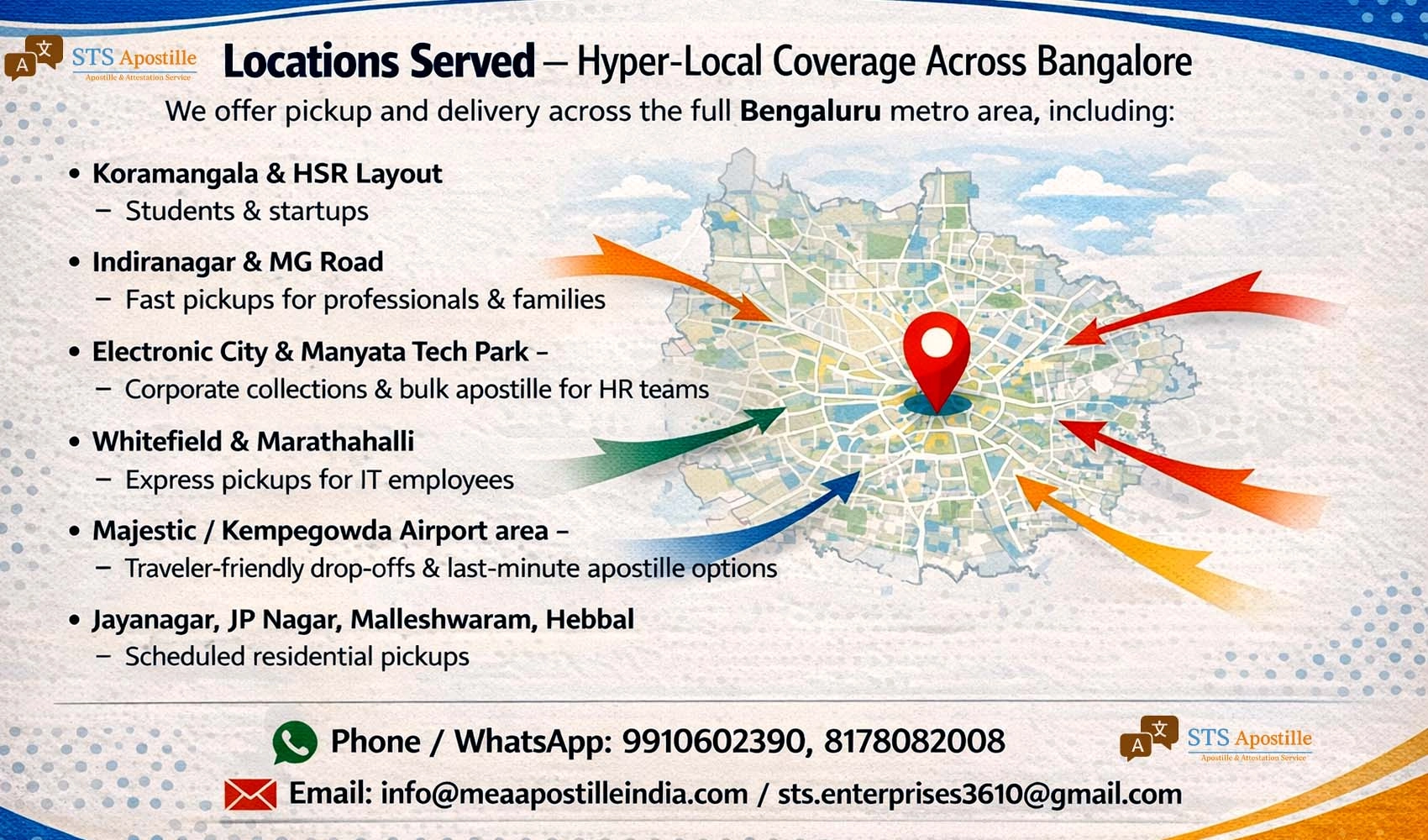 Locations served — hyper-local coverage across Bangalore