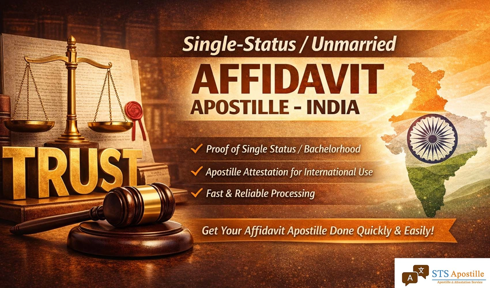 Single Status Unmarried Affidavit Apostille India