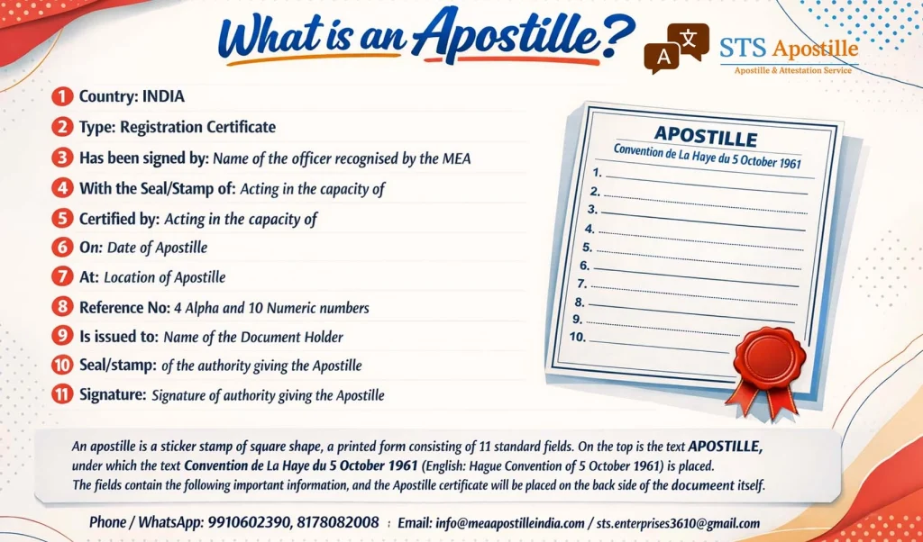 What is an Apostille Sticker Format and Content Infographic